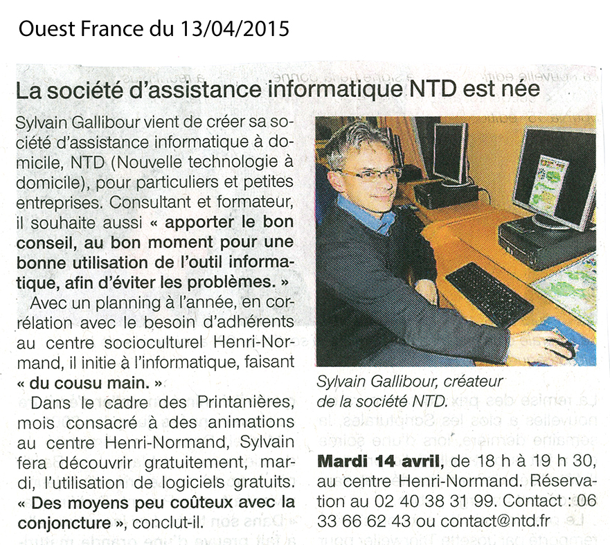 Ouest France Avril 15