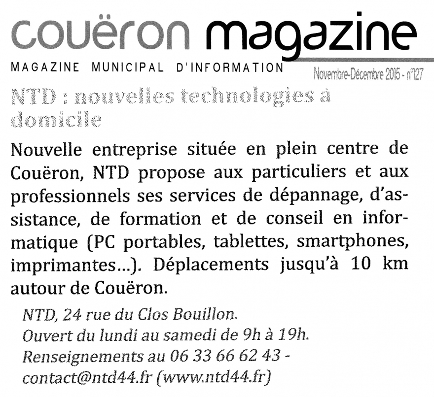 Article Couëron magazine 2015
